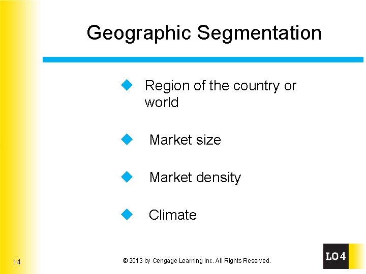 Geographic Segmentation u Region of the country or world 14 u Market size u
