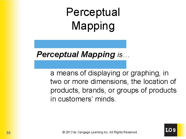 Perceptual Mapping is… a means of displaying or graphing, in two or more dimensions,