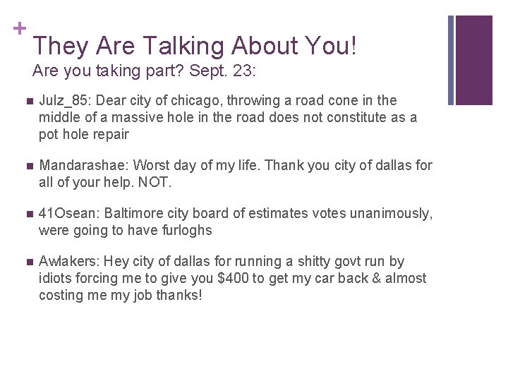 + They Are Talking About You! Are you taking part? Sept. 23: n Julz_85: