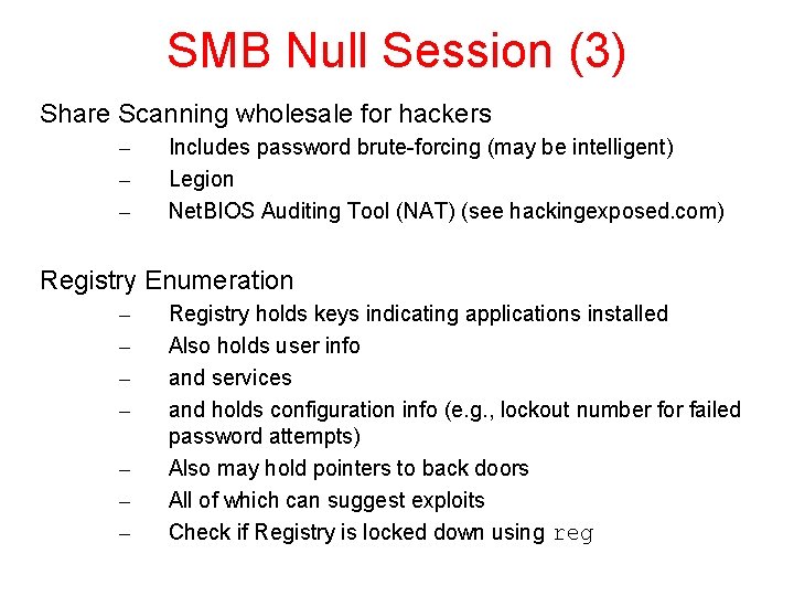 SMB Null Session (3) Share Scanning wholesale for hackers – – – Includes password