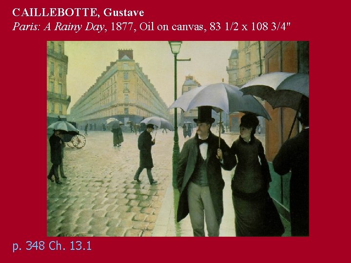 CAILLEBOTTE, Gustave Paris: A Rainy Day, 1877, Oil on canvas, 83 1/2 x 108