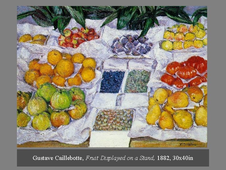 Gustave Caillebotte, Fruit Displayed on a Stand, 1882, 30 x 40 in 