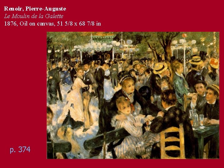 Renoir, Pierre-Auguste Le Moulin de la Galette 1876, Oil on canvas, 51 5/8 x