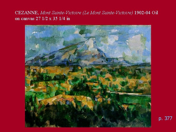 CEZANNE, Mont Sainte-Victoire (Le Mont Sainte-Victoire) 1902 -04 Oil on canvas 27 1/2 x