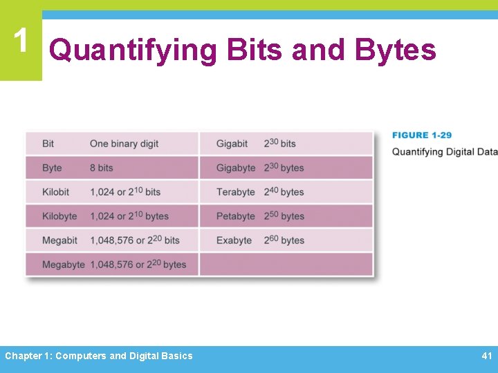 1 Quantifying Bits and Bytes Chapter 1: Computers and Digital Basics 41 