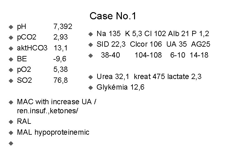 Case No. 1 u u u p. H p. CO 2 akt. HCO 3