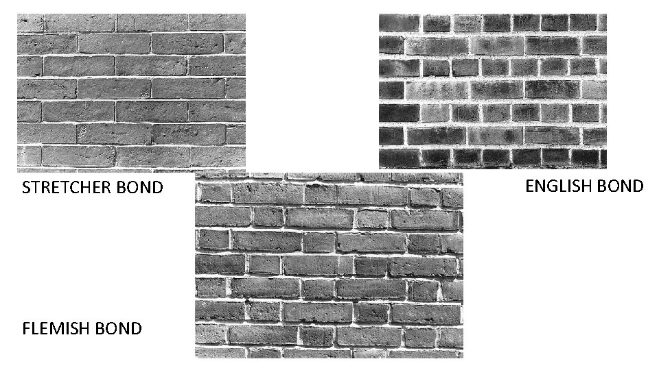 STRETCHER BOND FLEMISH BOND ENGLISH BOND 