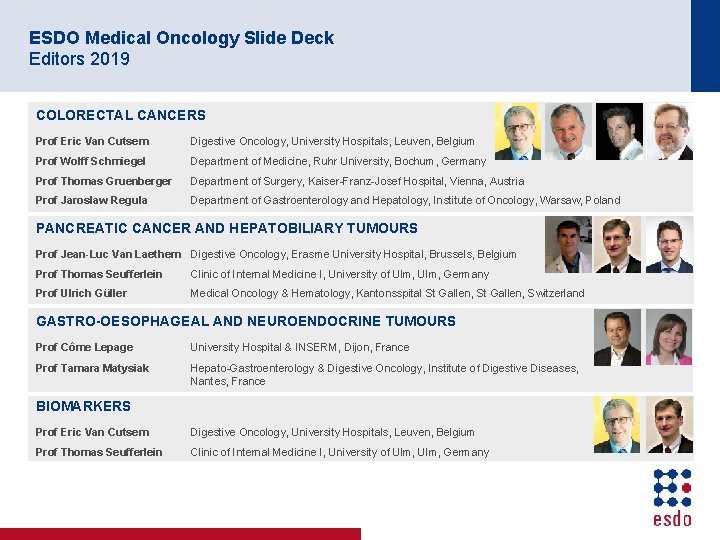 ESDO Medical Oncology Slide Deck Editors 2019 COLORECTAL CANCERS Prof Eric Van Cutsem Digestive