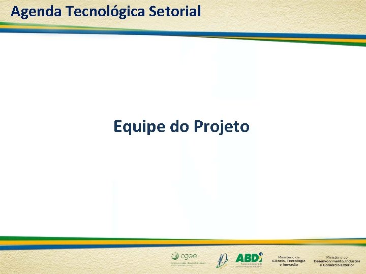 Agenda Tecnológica Setorial Equipe do Projeto 