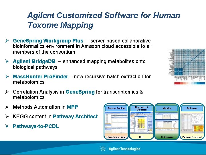 Agilent Customized Software for Human Toxome Mapping Ø Gene. Spring Workgroup Plus – server-based