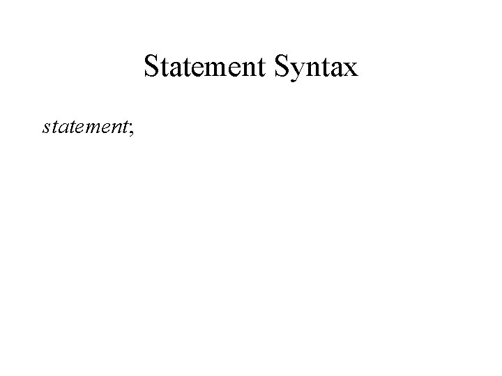 Statement Syntax statement; 