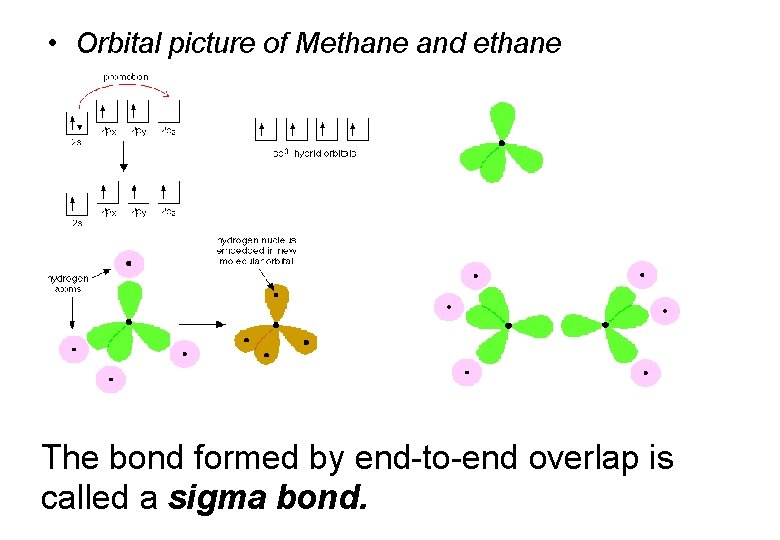 • Orbital picture of Methane and ethane The bond formed by end-to-end overlap • Orbital picture of Methane and ethane The bond formed by end-to-end overlap