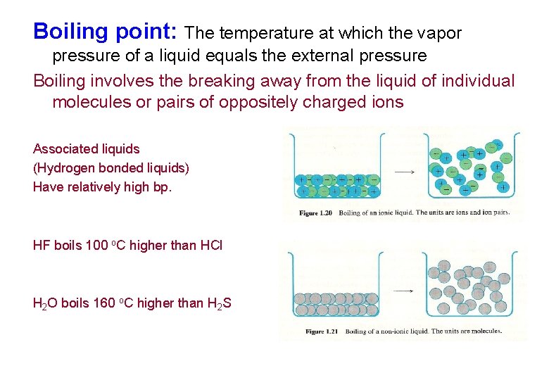 Boiling point: The temperature at which the vapor pressure of a liquid equals the Boiling point: The temperature at which the vapor pressure of a liquid equals the