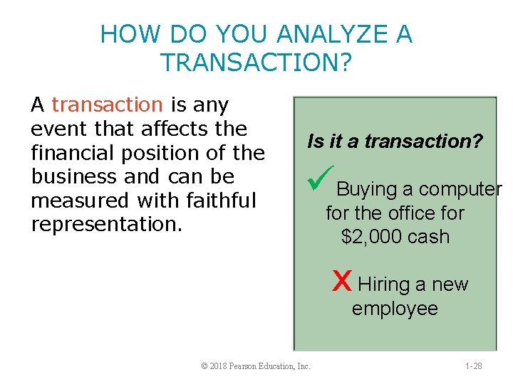 HOW DO YOU ANALYZE A TRANSACTION? A transaction is any event that affects the