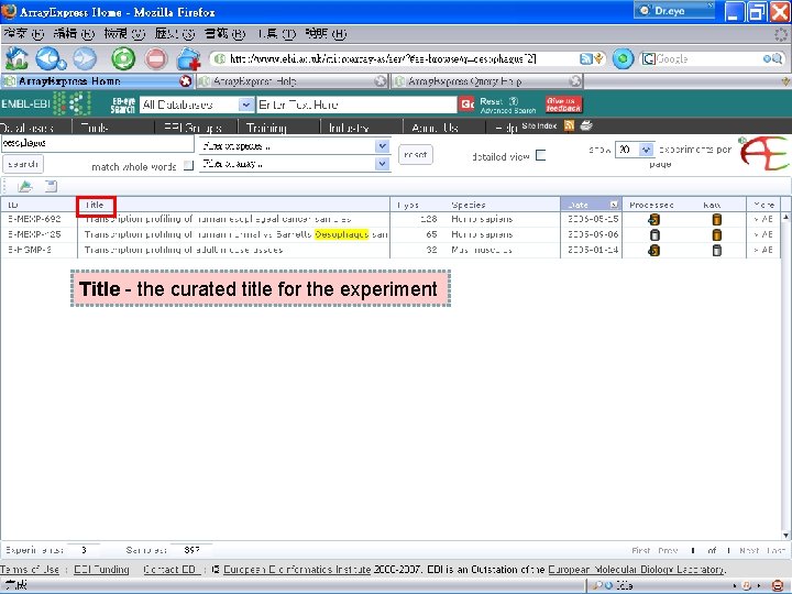 Title - the curated title for the experiment 