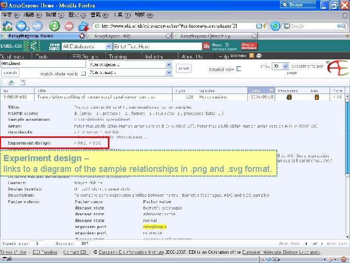 Experiment design – links to a diagram of the sample relationships in. png and.