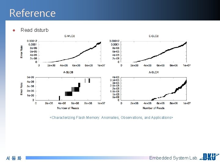 Reference l Read disturb <Characterizing Flash Memory: Anomalies, Observations, and Applications> 서동화 Embedded System