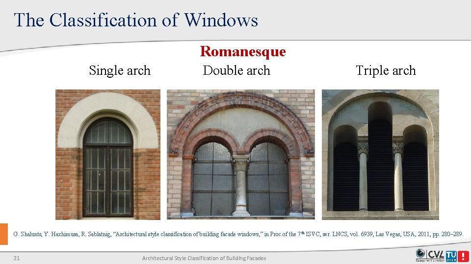 The Classification of Windows Romanesque Single arch Double arch Triple arch G. Shalunts, Y. The Classification of Windows Romanesque Single arch Double arch Triple arch G. Shalunts, Y.