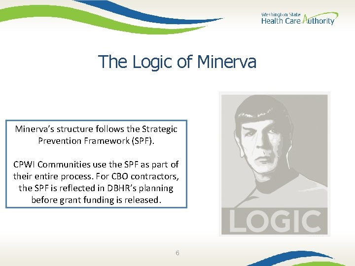 The Logic of Minerva’s structure follows the Strategic Prevention Framework (SPF). CPWI Communities use