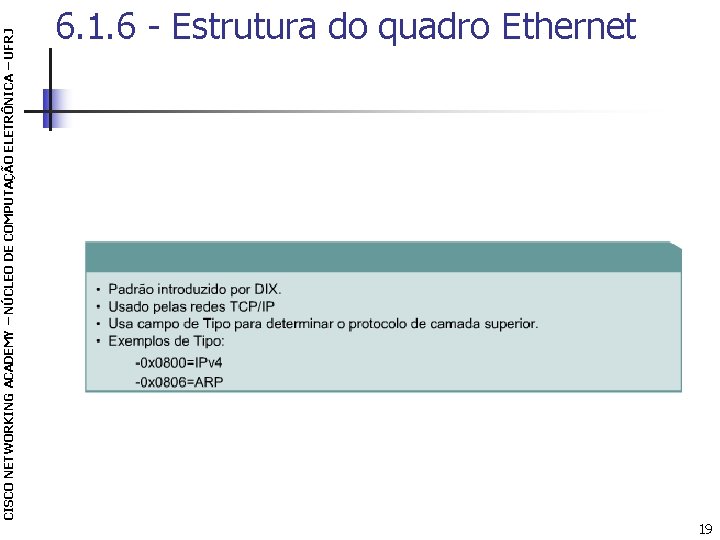 CISCO NETWORKING ACADEMY – NÚCLEO DE COMPUTAÇÃO ELETRÔNICA – UFRJ 6. 1. 6 -