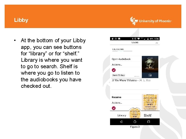 Libby • At the bottom of your Libby app, you can see buttons for