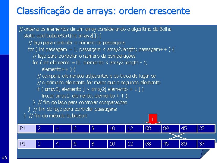 Classificação de arrays: ordem crescente // ordena os elementos de um array considerando o