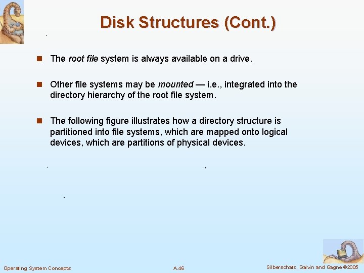 Disk Structures (Cont. ) n The root file system is always available on a