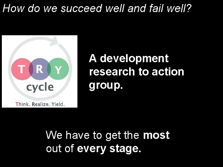 How do we succeed well and fail well? A development research to action group.