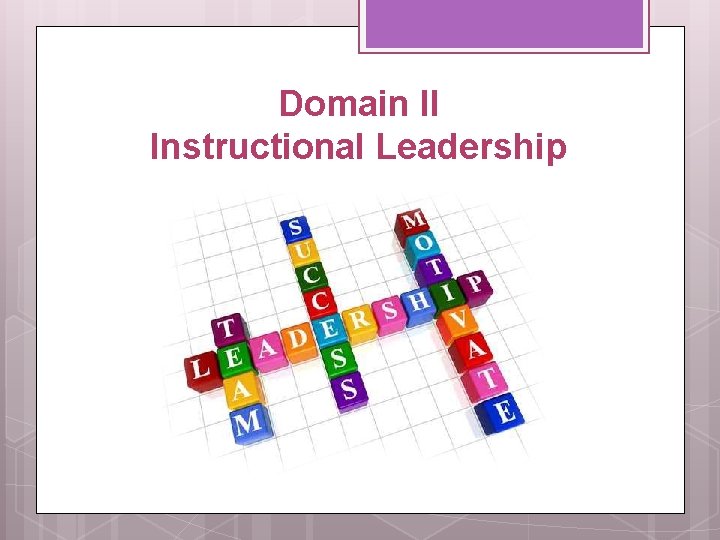 Domain II Instructional Leadership 