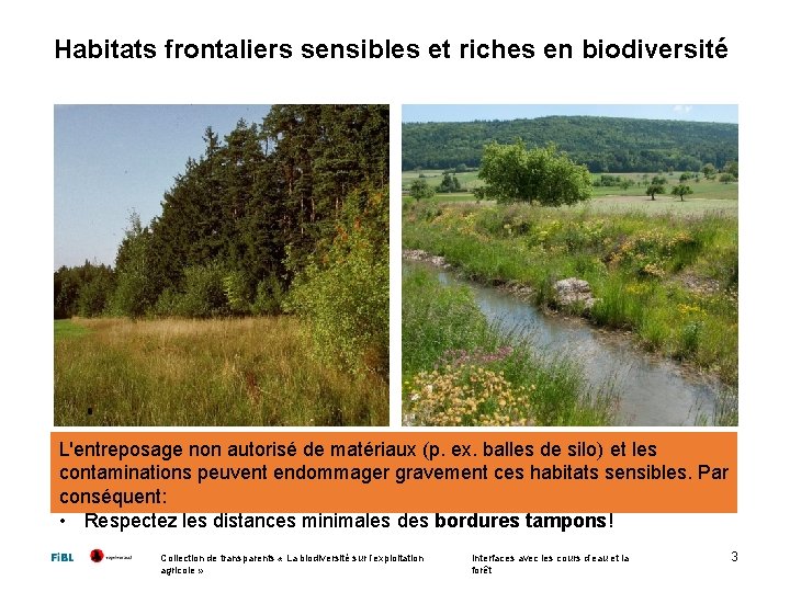 Habitats frontaliers sensibles et riches en biodiversité L'entreposage non autorisé de matériaux (p. ex.