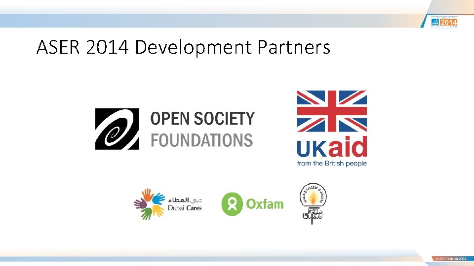 ASER 2014 Development Partners 