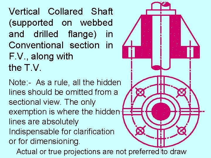 Vertical Collared Shaft (supported on webbed and drilled flange) in Conventional section in F.