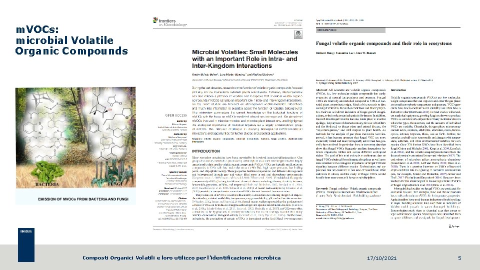 m. VOCs: microbial Volatile Organic Compounds Composti Organici Volatili e loro utilizzo per l’identificazione