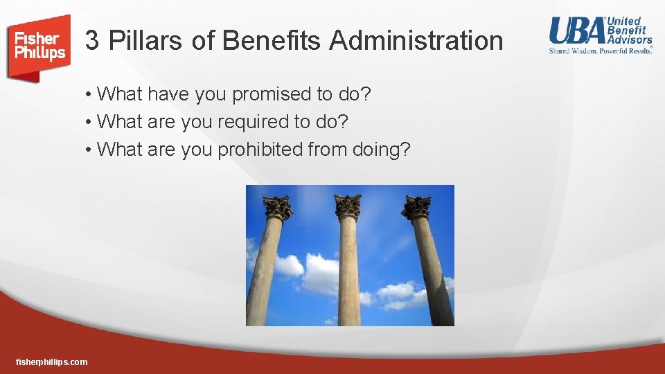 3 Pillars of Benefits Administration • What have you promised to do? • What