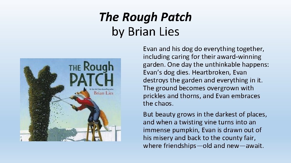 The Rough Patch by Brian Lies Evan and his dog do everything together, including