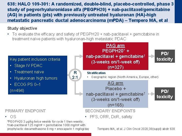 638: HALO 109 -301: A randomized, double-blind, placebo-controlled, phase 3 study of pegvorhyaluronidase alfa