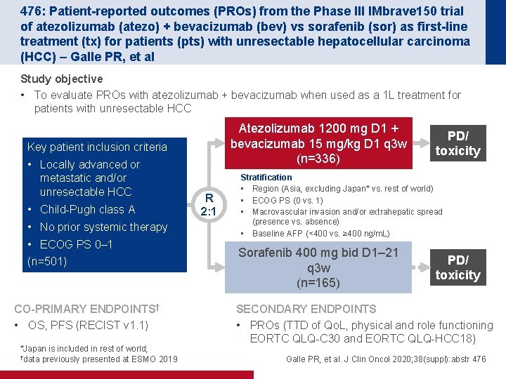 476: Patient-reported outcomes (PROs) from the Phase III IMbrave 150 trial of atezolizumab (atezo)