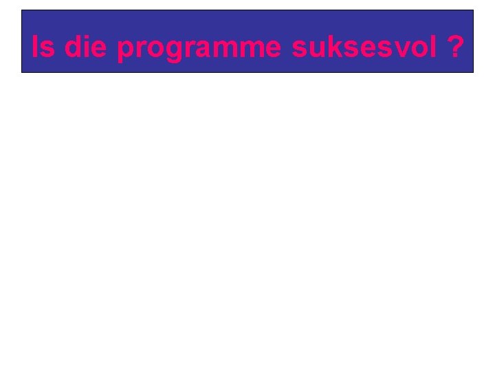 Is die programme suksesvol ? 