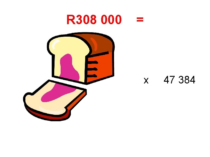 R 308 000 = x 47 384 