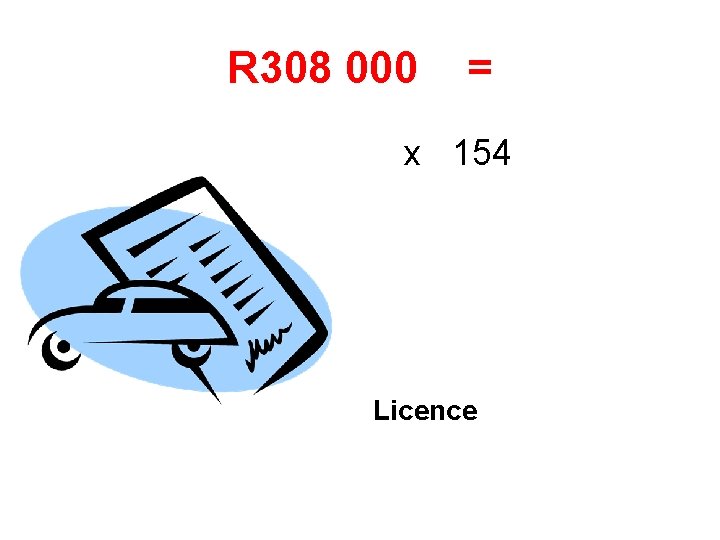 R 308 000 = x 154 Licence 