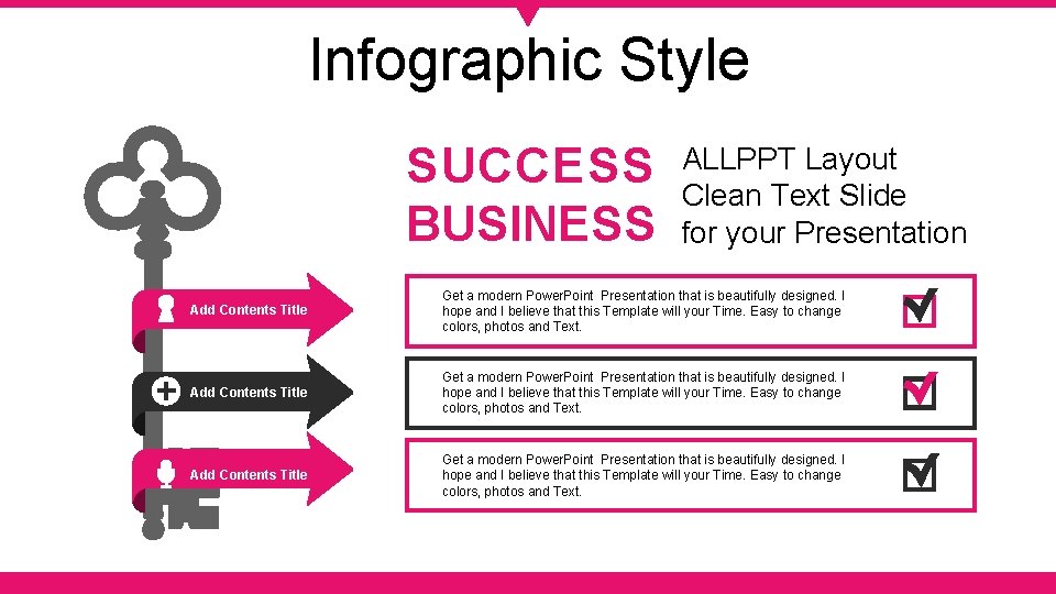 Infographic Style SUCCESS BUSINESS ALLPPT Layout Clean Text Slide for your Presentation Add Contents