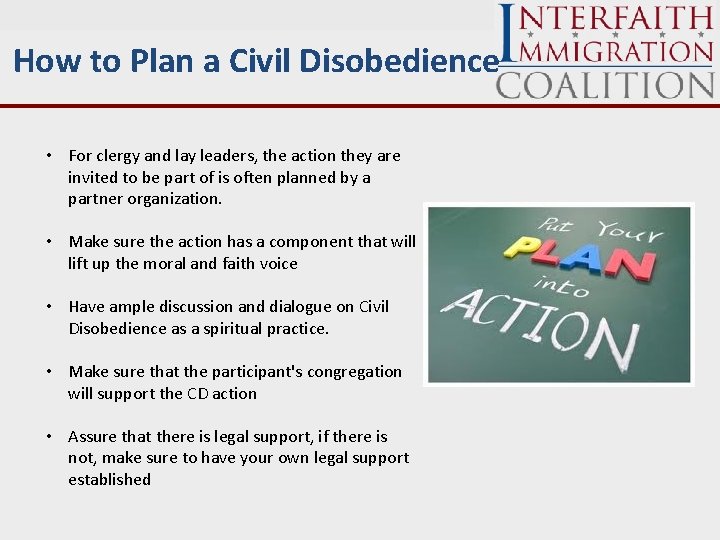 How to Plan a Civil Disobedience • For clergy and lay leaders, the action