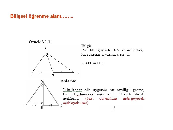 Bilişsel öğrenme alanı……. . N 