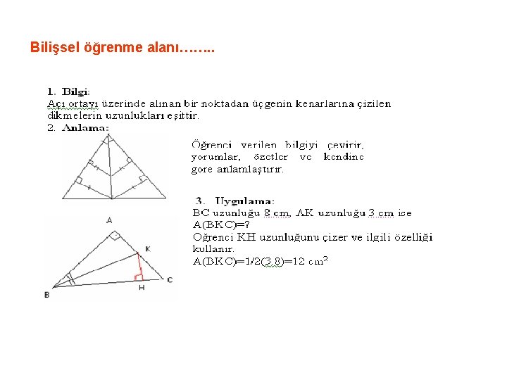 Bilişsel öğrenme alanı……. . 