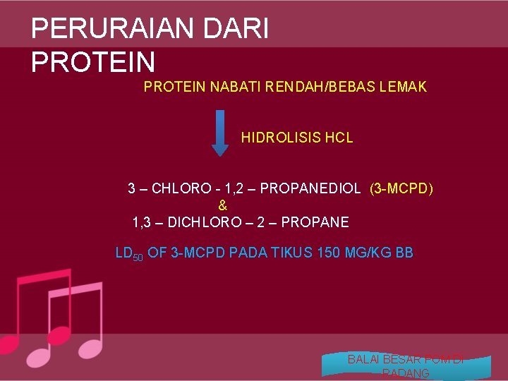 PERURAIAN DARI PROTEIN NABATI RENDAH/BEBAS LEMAK HIDROLISIS HCL 3 – CHLORO - 1, 2