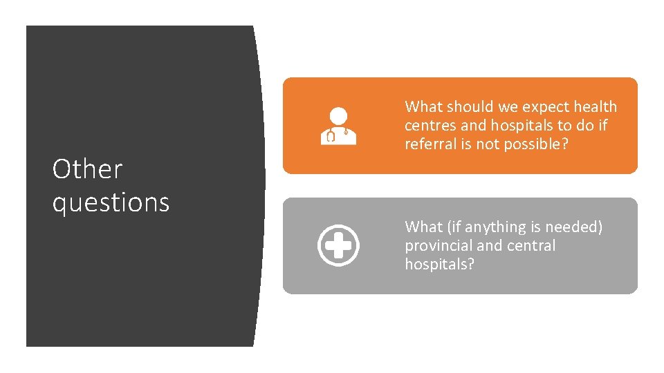 Other questions What should we expect health centres and hospitals to do if referral