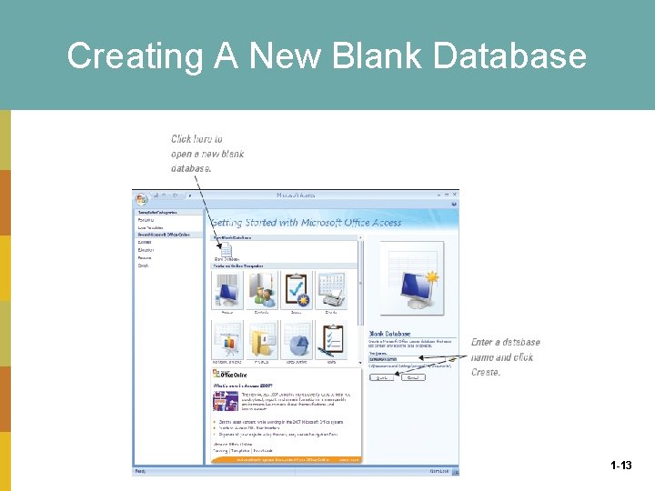 Creating A New Blank Database 1 -13 