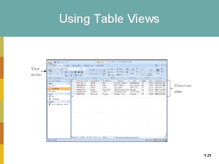 Using Table Views 1 -21 