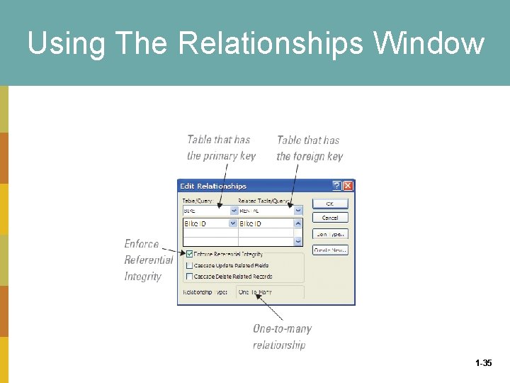 Using The Relationships Window 1 -35 