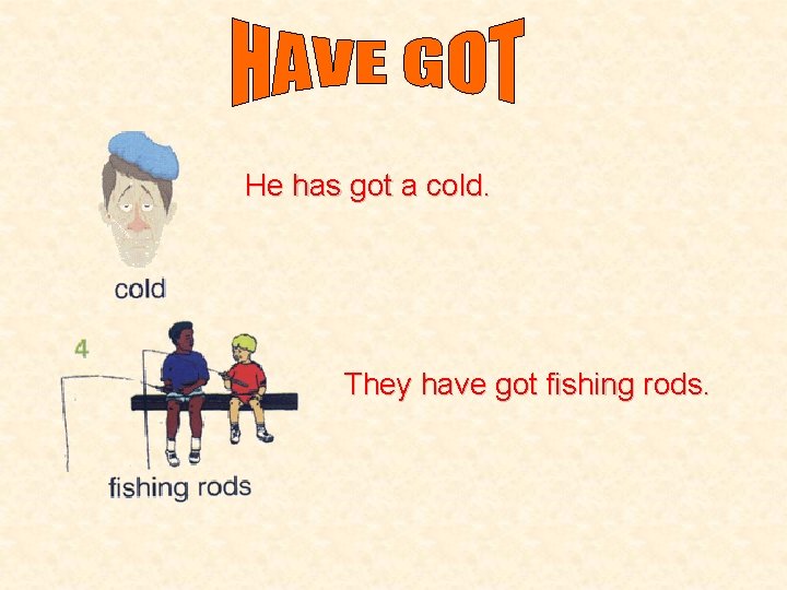 He has got a cold. They have got fishing rods. 